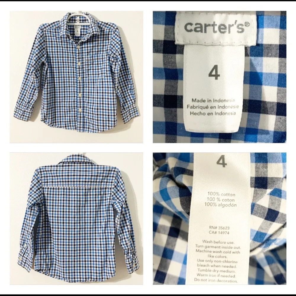 Gymboree and Carter’s Bundle of Three Plaid / Checked Button Down Shirts Size 4